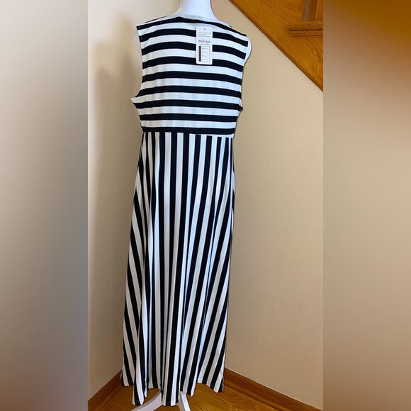 Women’s Casual High Waist Line Maxi Striped Summer Dress Sz S, M, L, XXL MEANEOR - Picture 6 of 13